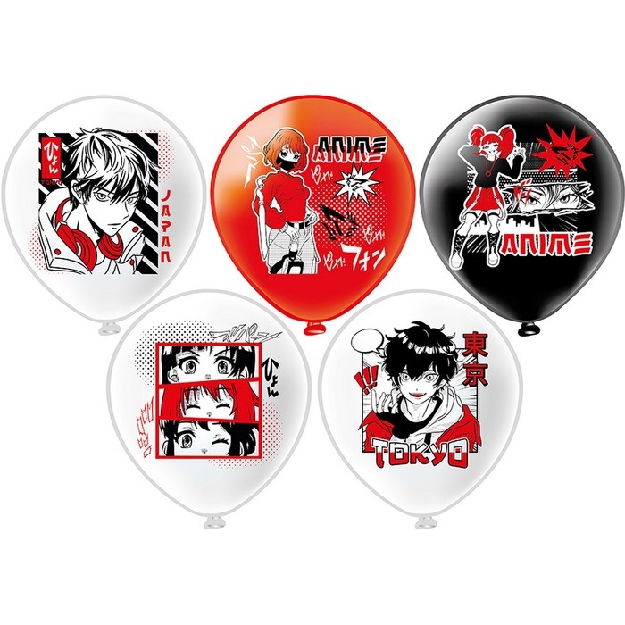 Шар латексный 12 Шар латексный 12" «Аниме!», шелкография, 1-сторонний, 5 дизайнов, набор 25 шт., МИКС