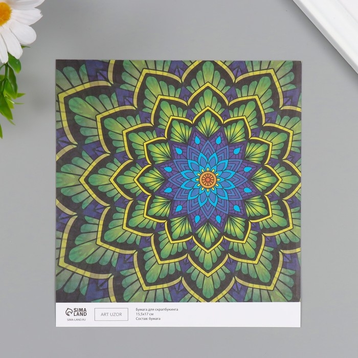 Бумага д/скрапа двусторонняя "Эклектика серебро и мехенди" 180 гр набор 10 шт 15,5х17см