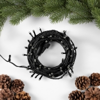 Гирлянда &laquo;Нить&raquo; 10 м, IP44, УМС, тёмная нить, 100 LED, свечение белое, мерцание всех светодиодов, 24 В