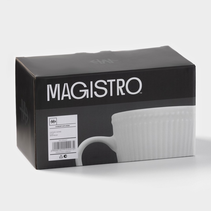 Набор кружек Magistro Edne, фарфор, 300 мл, 2 шт, белый Набор кружек Magistro Edne, фарфор, 300 мл, 2 шт, белый