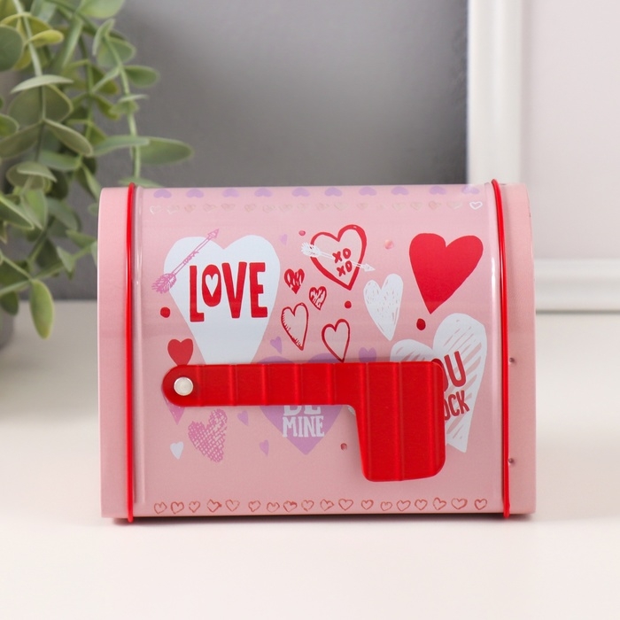 Шкатулка металл почтовый ящик Шкатулка металл почтовый ящик "Романтика" розовая 13,3х8х9,5 см