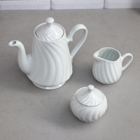 Чайный сервиз &laquo;Кармен&raquo;, 17 предметов: сливочник 350 мл, 6 чашек 200 мл, чайник 1.5 л, сахарница 300 мл, 6 блюдец, фарфор, Иран