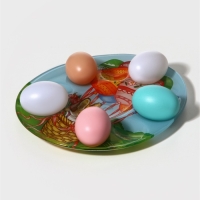 Подставка стеклянная для яиц 10 ячеек Доляна &laquo;Пасхальный кролик&raquo;, 24&times;20,5 см