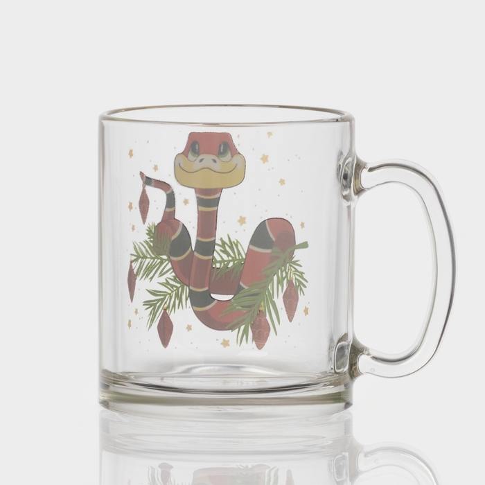 Кружка стеклянная чайная &laquo;Новогодние змейки&raquo;, 320 мл, МИКС