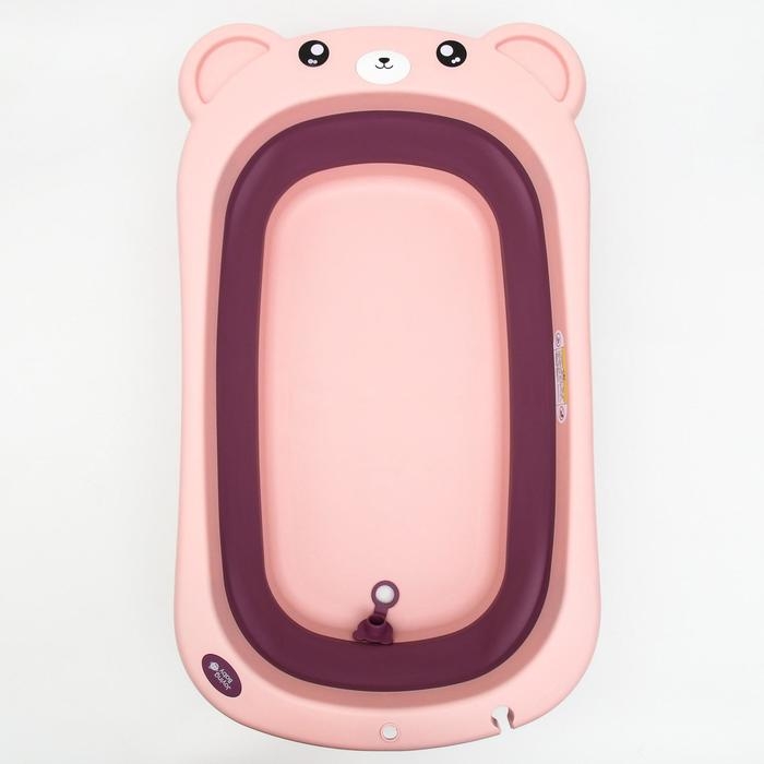 Ванночка детская складная со сливом, &laquo;Мишка&raquo;, 83 см., цвет розовый