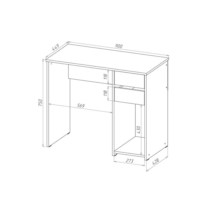 Стол компьютерный СК-03, 900х450х750, дуб сонома