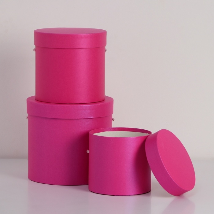 Набор коробок 3 в 1 (18*18*17/15*15*15/12*12*12 см), фуксия