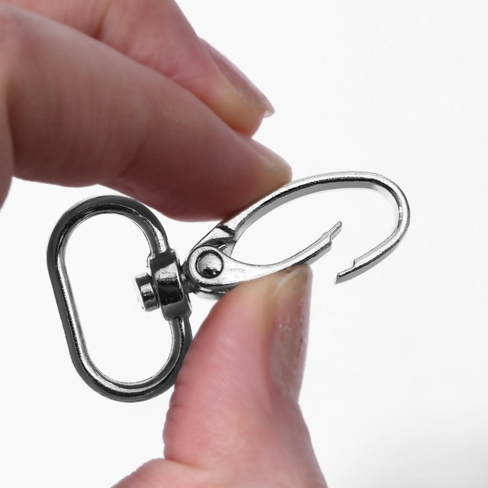 Карабин металлический, 44 &times; 25 мм / 20 &times; 2,2 мм, 10 шт, цвет серебряный