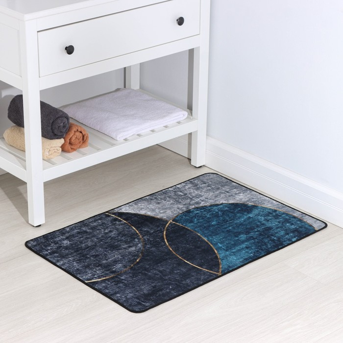 Коврик для дома Доляна &laquo;Мэни&raquo;, 60&times;90 см, цвет синий