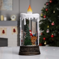Светодиодная фигура &laquo;Свеча с Дедом Морозом&raquo; 13.8 &times; 30 &times; 8.4 см, пластик, батарейки ААх3 (не в комплекте), USB, свечение тёплое белое