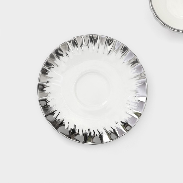 Сервиз керамический чайный &laquo;Снежная лавина&raquo;, 12 предметов: 6 кружек 80 мл, 6 блюдец d=11,2 см, цвет МИКС