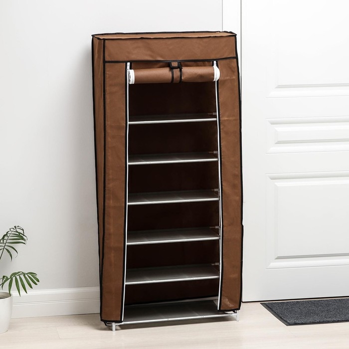 Обувница, 7 ярусов, 60&times;30&times;120 см, цвет кофейный