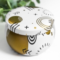 Шкатулка металл круглая "Рисунки золотом на белом и чёрном" МИКС 5,2х7,5х7,5 см Шкатулка металл круглая "Рисунки золотом на белом и чёрном" МИКС 5,2х7,5х7,5 см