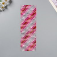 Наклейка пластик стразы "Градиент красно-розового" 30х10,5 см