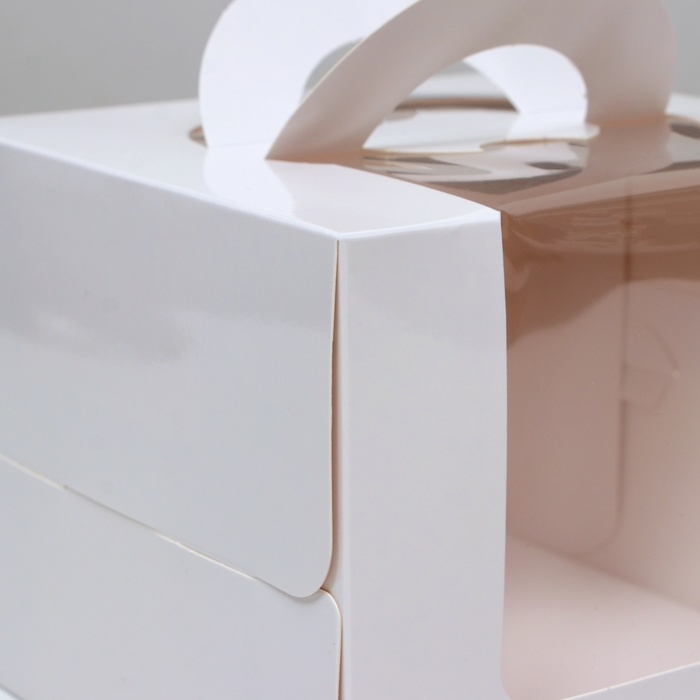 Коробка под бенто-торт с окном, белая, 18 х 18 х 14 см Коробка под бенто-торт с окном, белая, 18 х 18 х 14 см