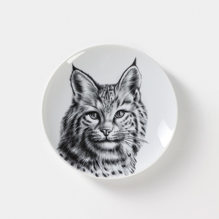 Тарелка фарфоровая &laquo;Рысь&raquo;, d=17,5 см, белая