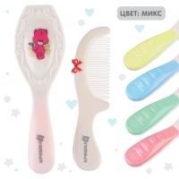 Расчёска детская + массажная щётка для волос в наборе «Мишка», от 0 мес., цвета рукоятки МИКС Расчёска детская + массажная щётка для волос в наборе «Мишка», от 0 мес., цвета рукоятки МИКС