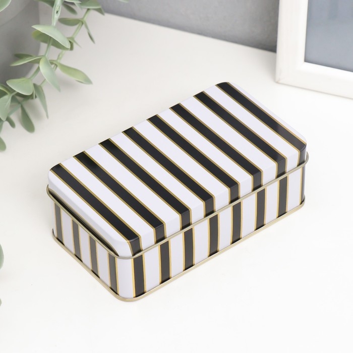 Шкатулка металл прямоугольная Шкатулка металл прямоугольная "Золотые узоры на чётном/белом" МИКС 6,5х11,5х4 см