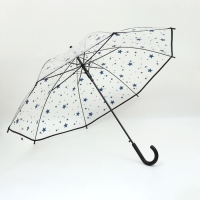 Зонт - трость полуавтоматический &laquo;Узор&raquo;, 8 спиц, R = 54/60 см, D = 120 см, цвет прозрачный/синий