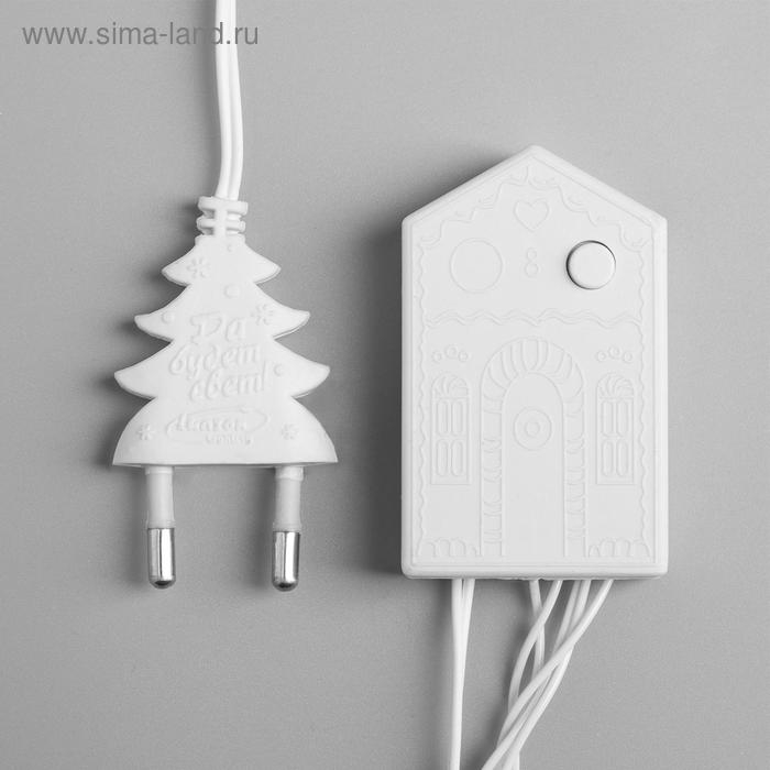 Гирлянда &laquo;Нить&raquo; 10 м, IP20, белая нить, 100 LED, свечение красное, 8 режимов, 220 В