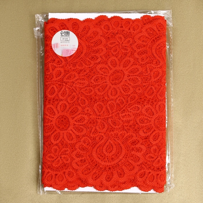 Кружевная эластичная ткань, 190 мм &times; 2,7 &plusmn; 0,5 м, цвет красный