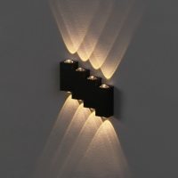 Светильник фасадный &laquo;Луч&raquo;, FSD-012, 8 Вт, 3000К, 4 луча, IP65, 220 В, металл, черный