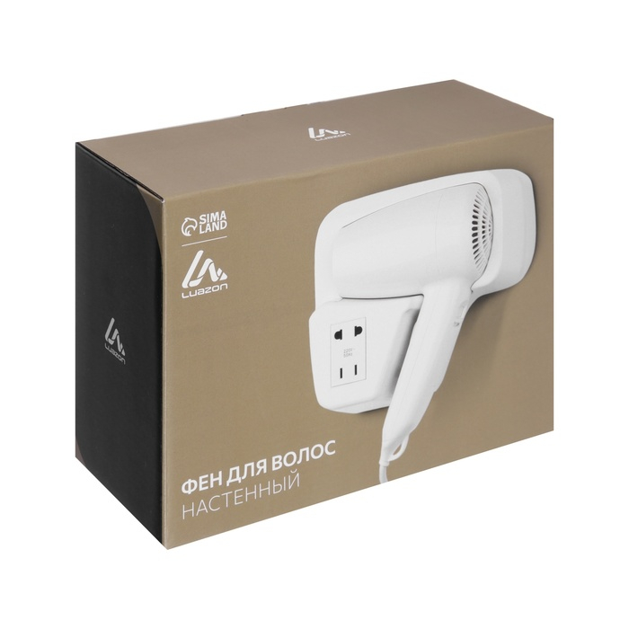 Фен настенный Luazon LGE-005, 1600 Вт, 2 скорости, крепление (в комплекте), белый Фен настенный Luazon LGE-005, 1600 Вт, 2 скорости, крепление (в комплекте), белый