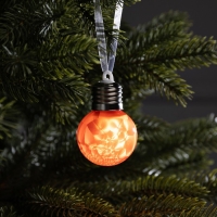 Елочный шар «Зимний узор красный» d=5 см, 1 LED, AG13x3 (в комплекте), свечение тёплое белое Елочный шар «Зимний узор красный» d=5 см, 1 LED, AG13x3 (в комплекте), свечение тёплое белое