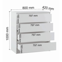 Комод с 4 ящиками Мадера, 800х420х1000, Белый