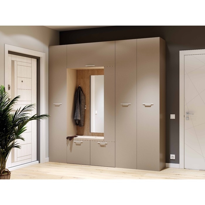 Прихожая Прихожая "Джерси" вешалка с зеркалом, 1024х416х2325,Капучино