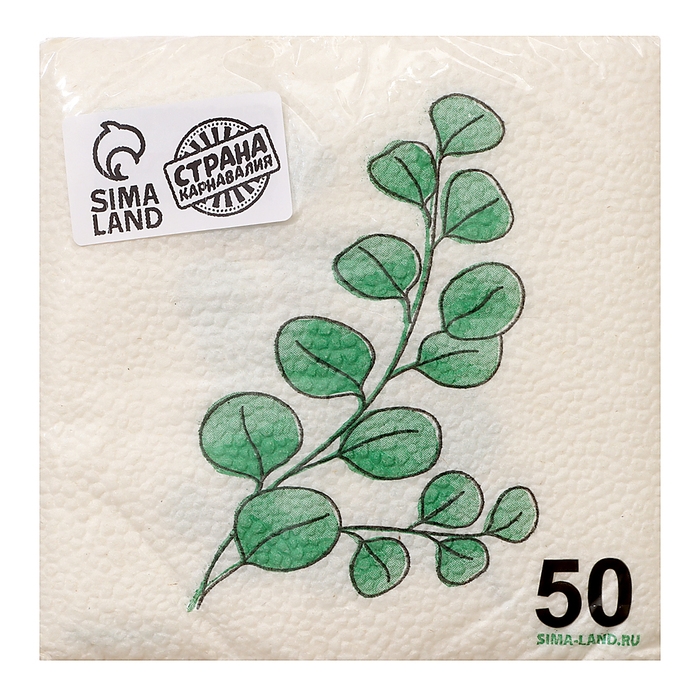 Салфетки бумажные однослойные Салфетки бумажные однослойные "Эко" эвкалипт 24х24 см, набор 50 шт.