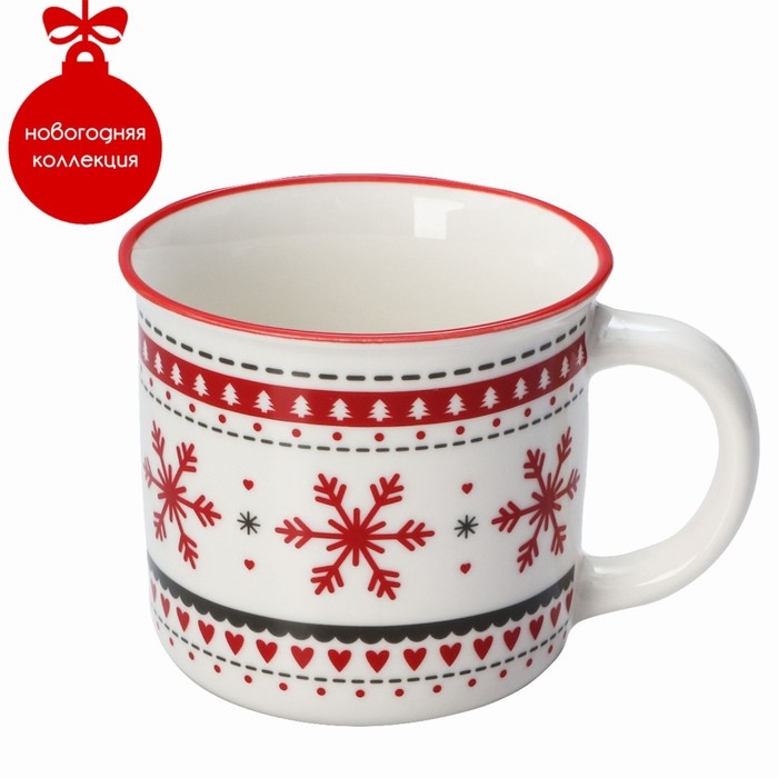Кружка фарфоровая Доляна «Новый год. Снежинки», 380 мл Кружка фарфоровая Доляна «Новый год. Снежинки», 380 мл