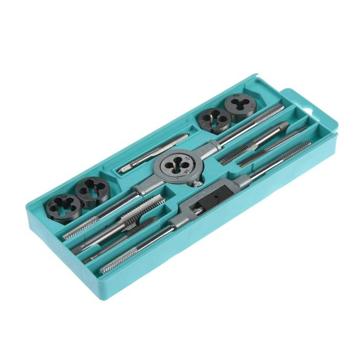 Набор метчиков и плашек ТУНДРА, М6 - М12, 12 предметов Набор метчиков и плашек ТУНДРА, М6 - М12, 12 предметов