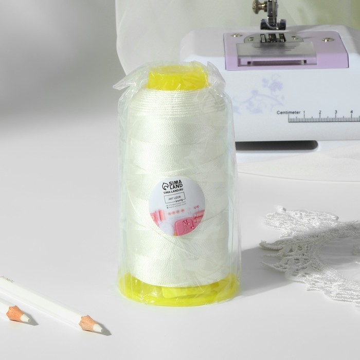 Нитки обувные, 500D/3, 600 м, цвет белый Нитки обувные, 500D/3, 600 м, цвет белый