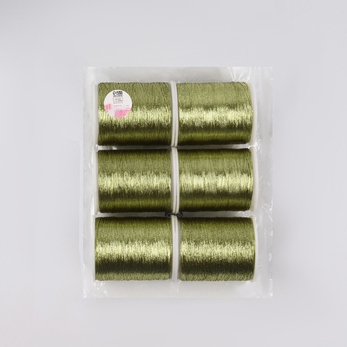 Набор металлизированных ниток, 91 &plusmn; 1 м, 6 шт, цвет светло-золотой
