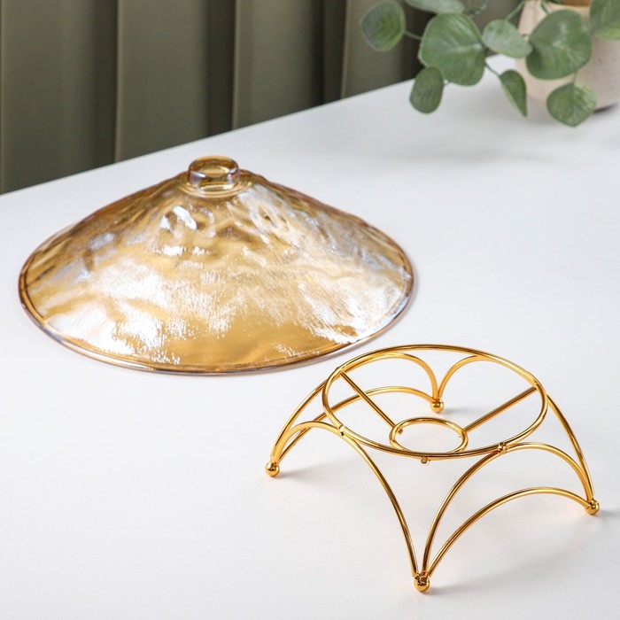 Ваза стеклянная для фруктов &laquo;Узор&raquo;, d=25 см, цвет золотой