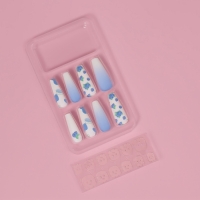 Накладные ногти «Черничка», 12 шт, с клеевыми пластинами, форма балерина, цвет белый/фиолетовый Накладные ногти «Черничка», 12 шт, с клеевыми пластинами, форма балерина, цвет белый/фиолетовый