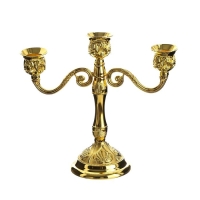Подсвечник металл на 3 свечи "Резной лист" цвет золото 18х20,5х8,5 см