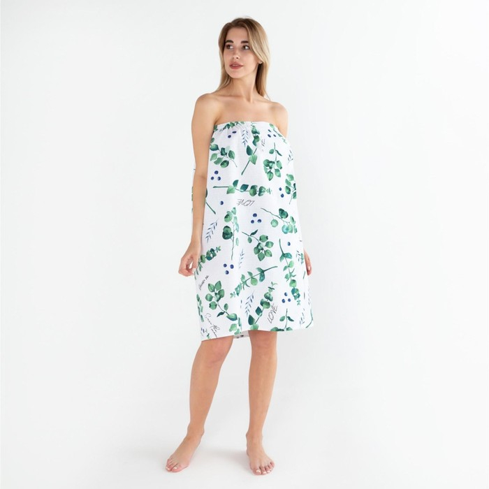 Полотенце для бани &laquo;Эвкалипт&raquo; женское парео, 80х150&plusmn;4 см, 100% хлопок, ваф. полотно, 160 гр/м2