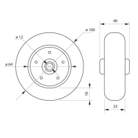 Колесо для транспортных тележек, d=100 мм Колесо для транспортных тележек, d=100 мм