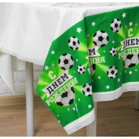Скатерть одноразовая &laquo;С днём рождения&raquo;, футболист, 180х137см