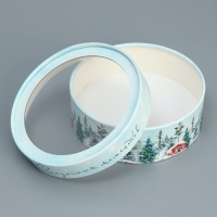 Коробка для макарун тубус с окном &laquo;Сказочных моментов&raquo;, 16 х 16 х 5 см, Новый год