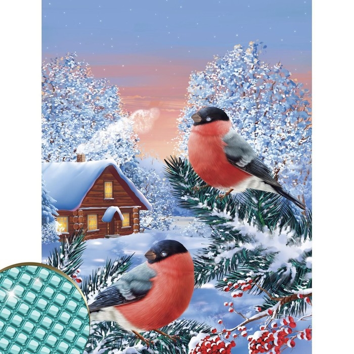 Новогодняя алмазная мозаика «Новый год. Снегири на ветке», 30 х 40 см Новогодняя алмазная мозаика «Новый год. Снегири на ветке», 30 х 40 см
