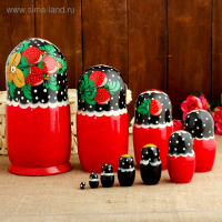 Матрёшка &laquo;Хохлома&raquo;, красное  платье, 10 кукольная, 26 см