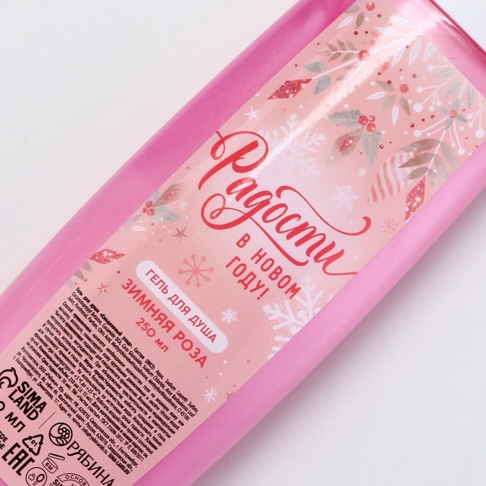 Подарочный набор ЧИСТОЕ СЧАСТЬЕ &laquo;Уютной зимы&raquo;: гель для душа 250 мл и мочалка для тела, Новый Год