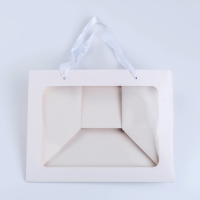 Пакет подарочный с широким дном и окном 25 х 19 х 18 см, белый