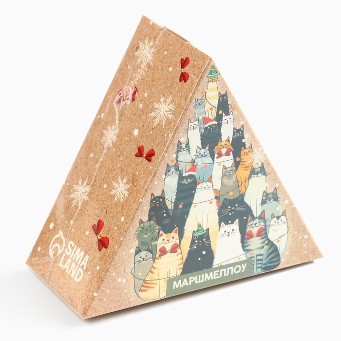 Новый год! Маршмеллоу в виде колпочка &laquo;Котики&raquo;, со вкусом малины, 38 г