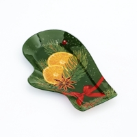 Блюдо руковица новогоднее стеклянное &laquo;Сочный Новый год&raquo;,  22,5 &times; 14 &times; 2 см