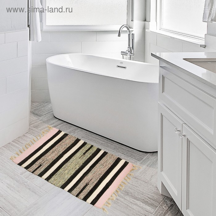 Ковер &laquo;СТРАЙП&raquo;, вид1, размер 50х80 см (&plusmn; 3 см), хлопок, цвет МИКС