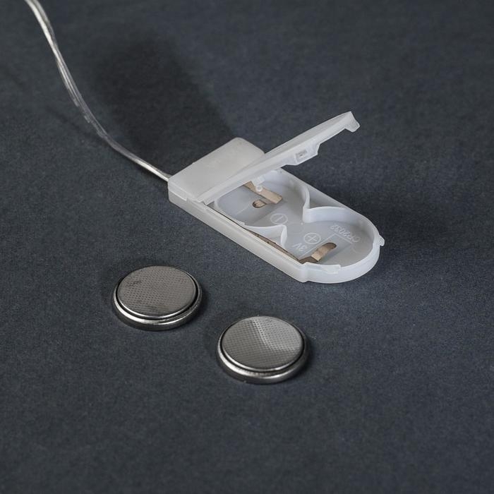 Гирлянда «Нить» 5 м роса, IP20, серебристая нить, 50 LED, батарейки CR2032х2 (в комплекте), свечение красное Гирлянда «Нить» 5 м роса, IP20, серебристая нить, 50 LED, батарейки CR2032х2 (в комплекте), свечение красное